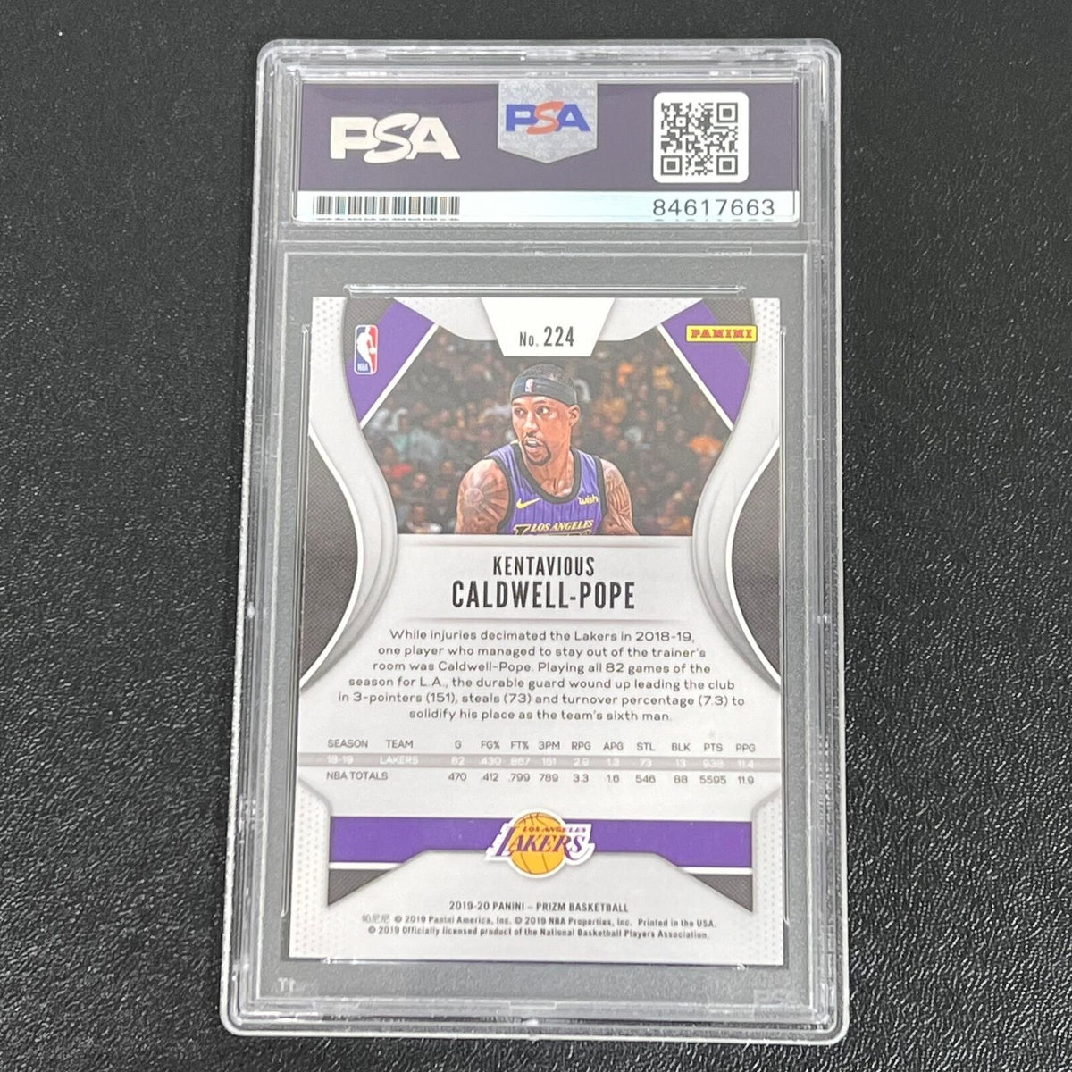 2019-20 Panini Prizm #224 Kentavious Caldwell-Pope Signed Card AUTO 10 PSA Slabb