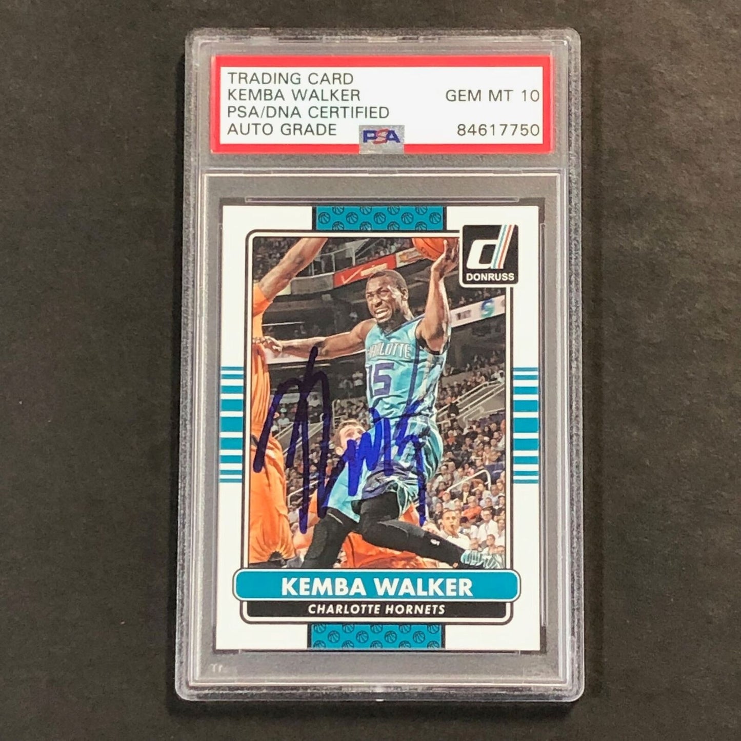 2014-15 Panini Donruss #141 Kemba Walker Signed Card AUTO 10 PSA Slabbed Hornets