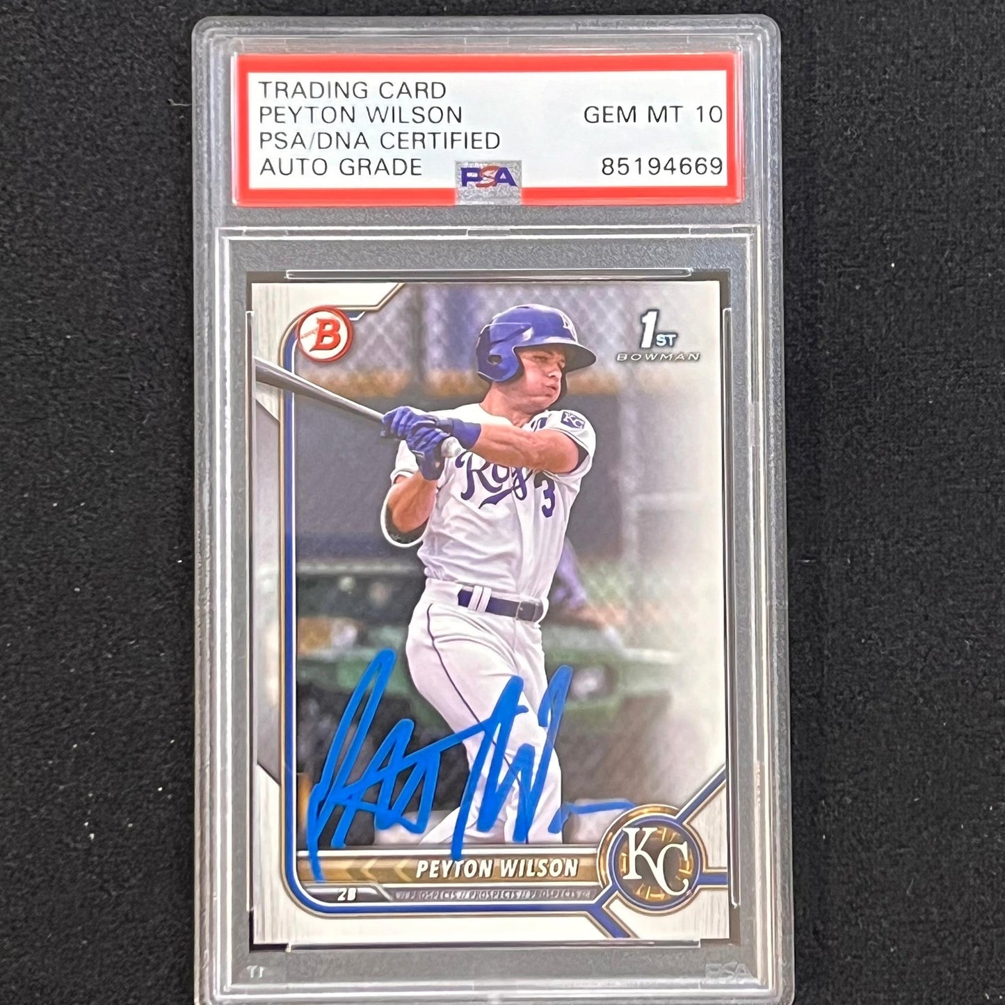 2022 Topps Bowman #BP-85 Peyton Wilson Signed Card PSA/DNA AUTO 10 Slabbed Royal