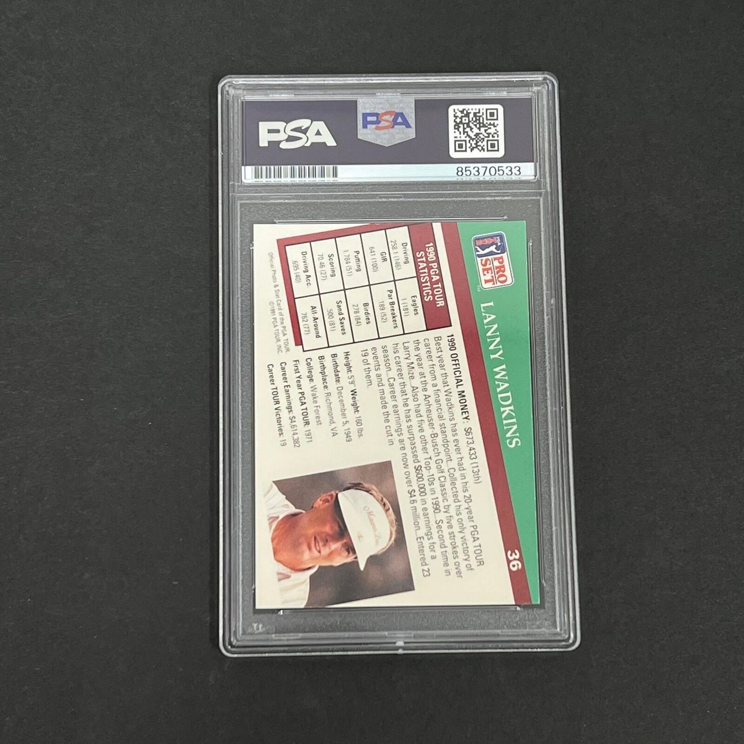 1991 PGA Tour Pro Set #36 Lanny Wadkins Signed Card PSA/DNA Autographed Slabbed