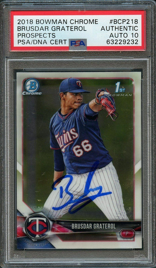 2018 Bowman Chrome #BCP218 Brusdar Graterol Signed Card PSA Auto 10 Slabbed Auto