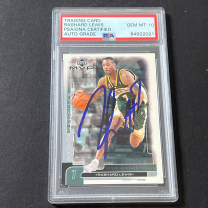 2002-03 Upper Deck MVP #165 Rashard Lewis Signed Card AUTO GRADE 10 PSA/DNA Slab