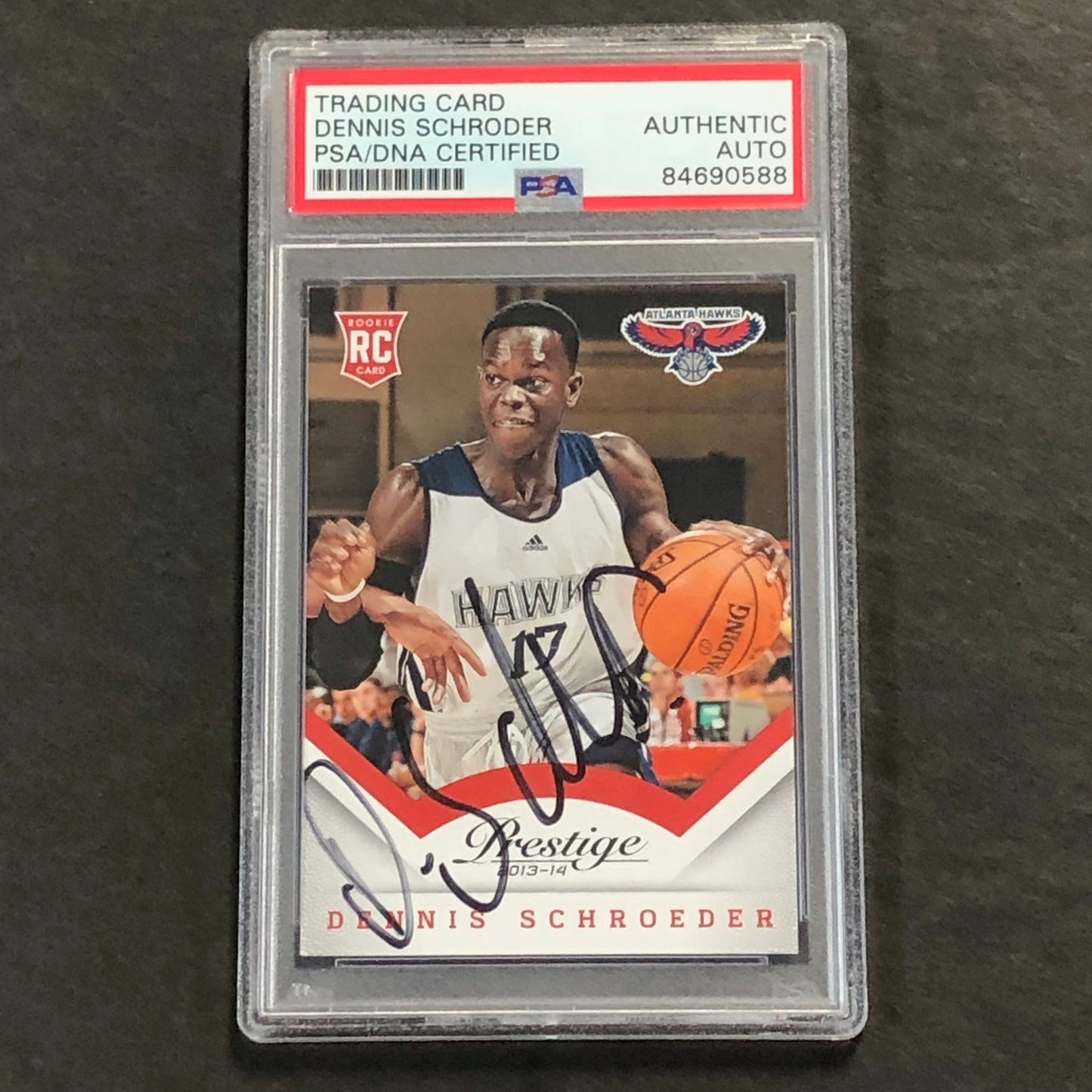 2013-14 Panini Prestige #177 Dennis Schroder Signed Card AUTO PSA Slabbed RC Haw