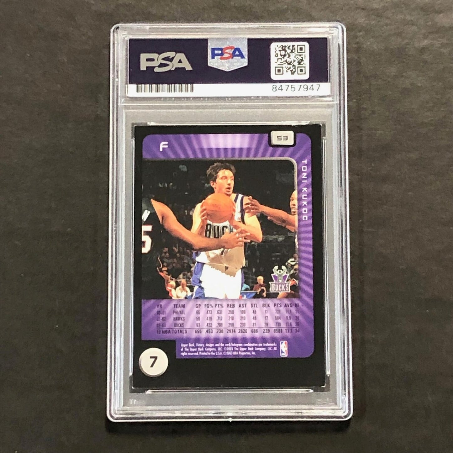 2003 Upper Deck #53 Toni Kukoc Signed Card AUTO PSA Slabbed