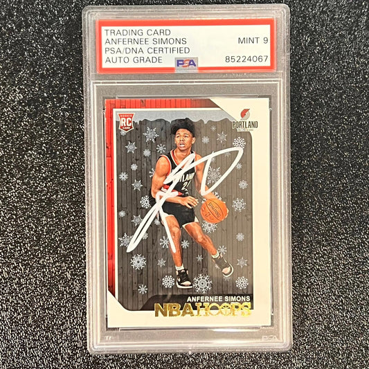 2018-19 NBA Hoops #277 ANFERNEE SIMONS Signed Rookie Card Mint 9 AUTO PSA Slabbe