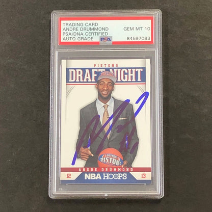 2012-13 NBA Hoops Draft Night #9 Andre Drummond Signed Card AUTO 10 PSA Slabbed