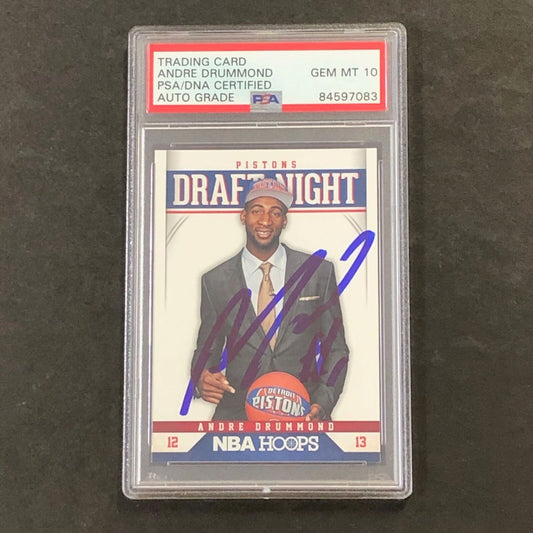 2012-13 NBA Hoops Draft Night #9 Andre Drummond Signed Card AUTO 10 PSA Slabbed