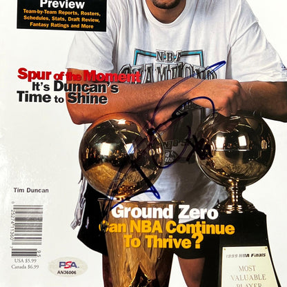 Tim Duncan Signed Magazine PSA/DNA San Antonio Spurs Autographed