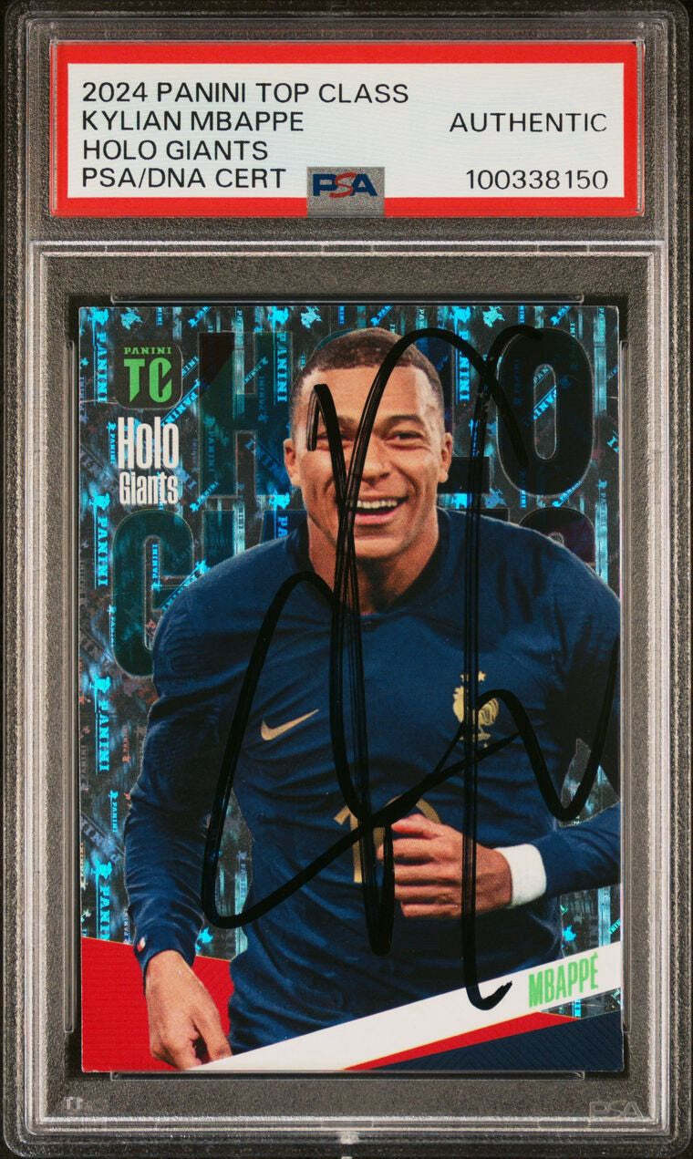 2024 Panini Top Class Holo Giants Kylian Mbappe Signed Card PSA Real Madrid Auth