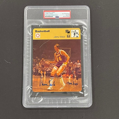 1977 Sportscaster Jerry West signed Trading Card PSA/DNA Slabbed Los Angeles Lak