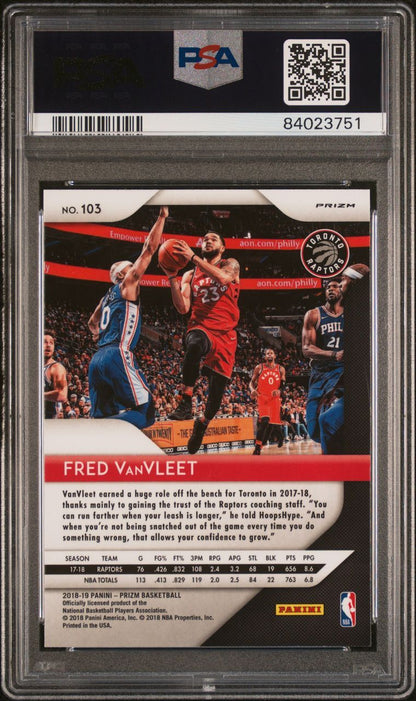 2018-19 Panini Silver Prizm #103 Fred VanVleet Signed Card Mint 9 AUTO 10 PSA Sl