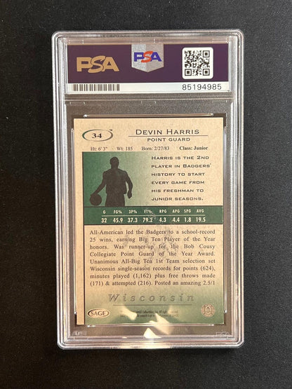 2004 Sage #34 Devin Harris Signed Card AUTO PSA Slabbed Dallas