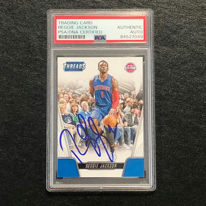 2016-17 Panini Threads #77 Reggie Jackson Signed Card Auto PSA/DNA Slabbed Pisto