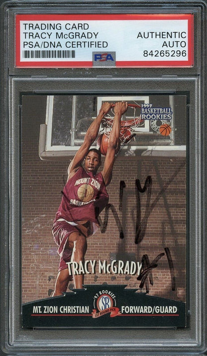 1997 Score Board #48 Tracy McGrady Signed Card AUTO PSA/DNA Slabbed RC