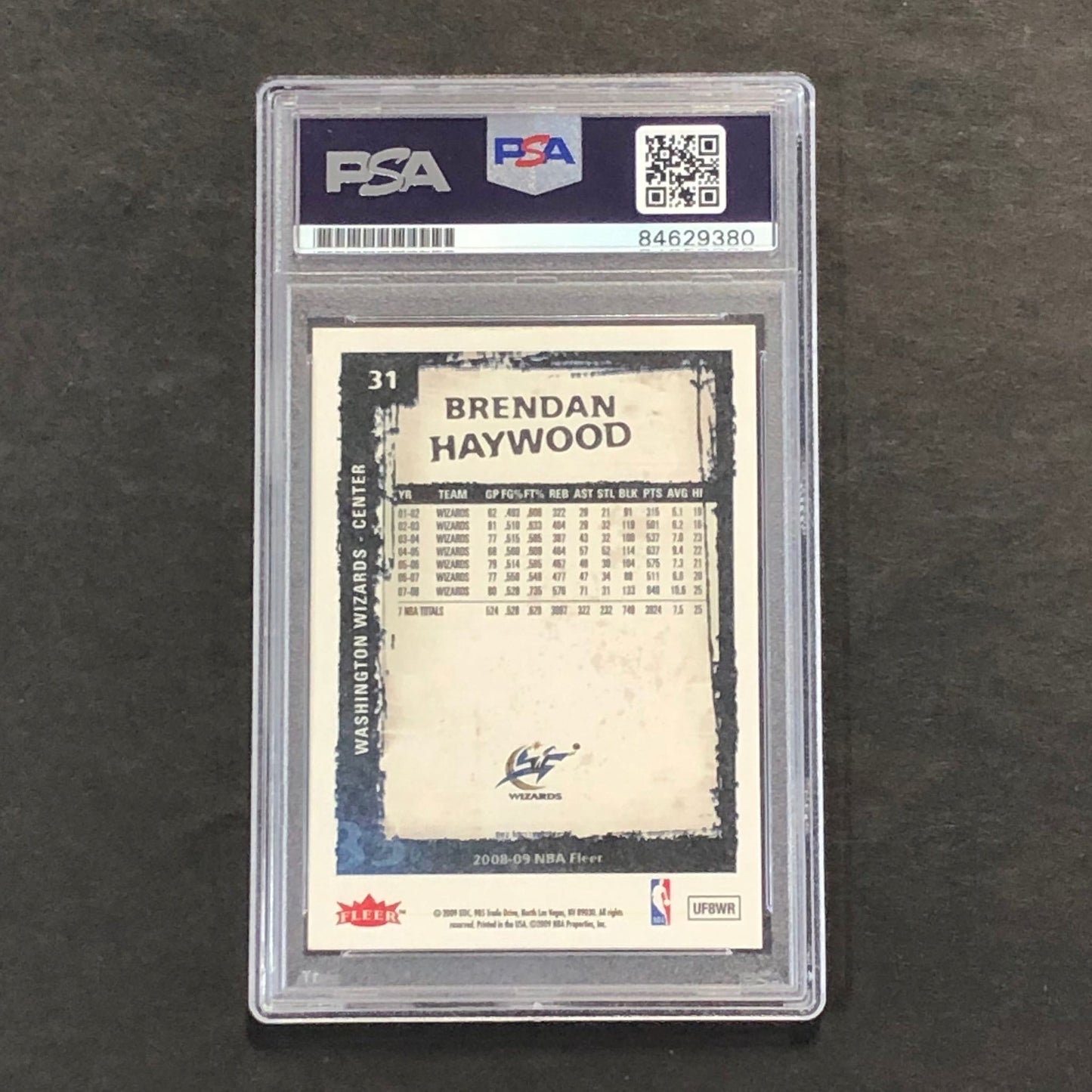 2008-09 FLEER #31 Brendan Haywood Signed Card AUTO GRADE 10 PSA Slabbed Wizards