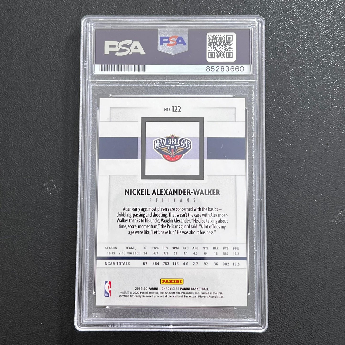 2019-20 Panini Chronicles #122 Nickeil Alexander-Walker Signed Card AUTO Grade 1