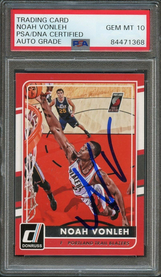 2015-16 Donruss #111 Noah Vonleh Signed Card AUTO 10 PSA/DNA Slabbed Portland Tr