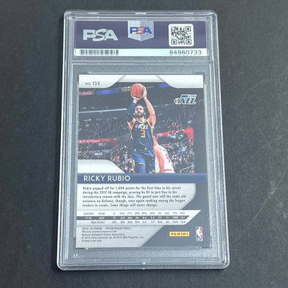 2018-19 Panini Prizm #133 Ricky Rubio Signed Card AUTO PSA Slabbed Jazz