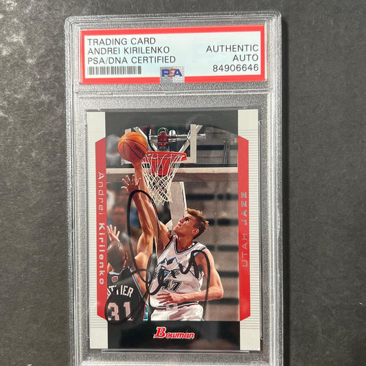 2004-05 Bowman Draft #47 Andrei Kirilenko Signed Card AUTO PSA Slabbed Jazz