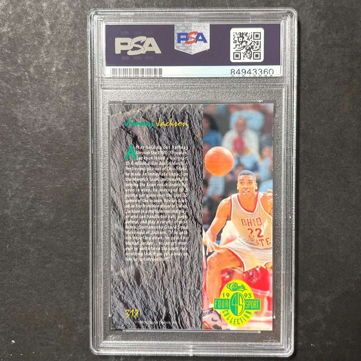 1993 Four Sport Collection #318 Jim Jackson Signed Card AUTO PSA Slabbed Ohio St
