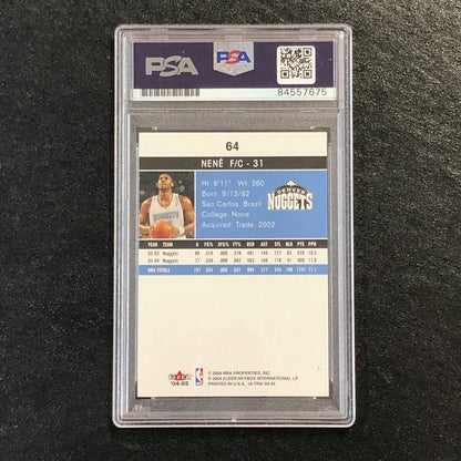 2004-05 Fleer Ultra #64 Nene Hilario Signed AUTO 10 PSA Slabbed Nuggets