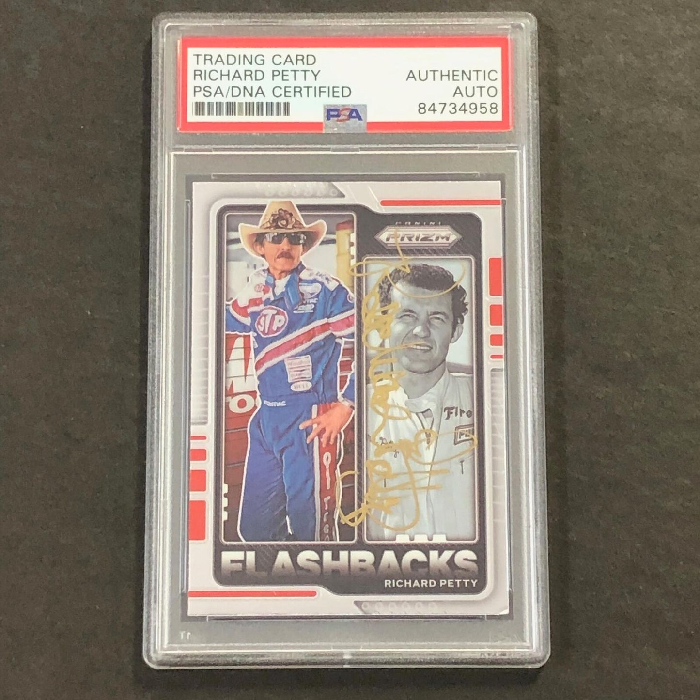 2021 Panini Prizm Racing Flashbacks #77 Richard Petty Signed Card AUTO  PSA Slab