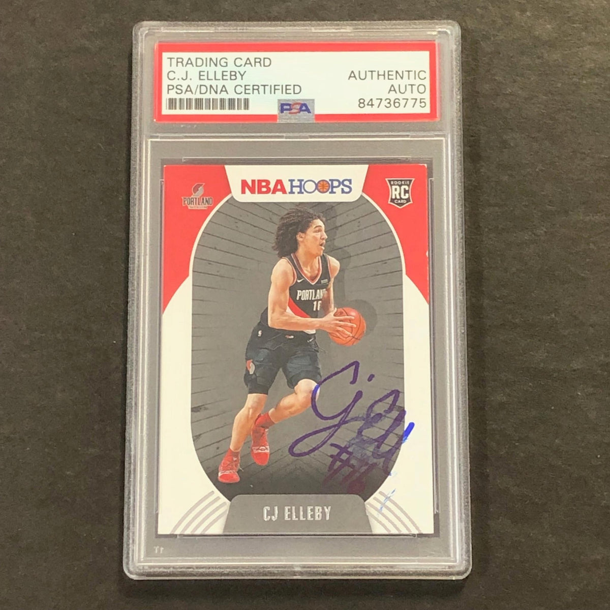 2020-21 NBA Hoops #250 CJ ELLEBY Signed Card AUTO PSA Slabbed RC Trail Blazers