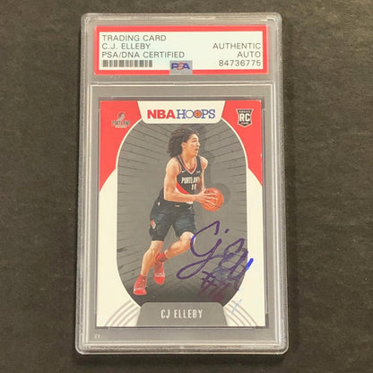2020-21 NBA Hoops #250 CJ ELLEBY Signed Card AUTO PSA Slabbed RC Trail Blazers