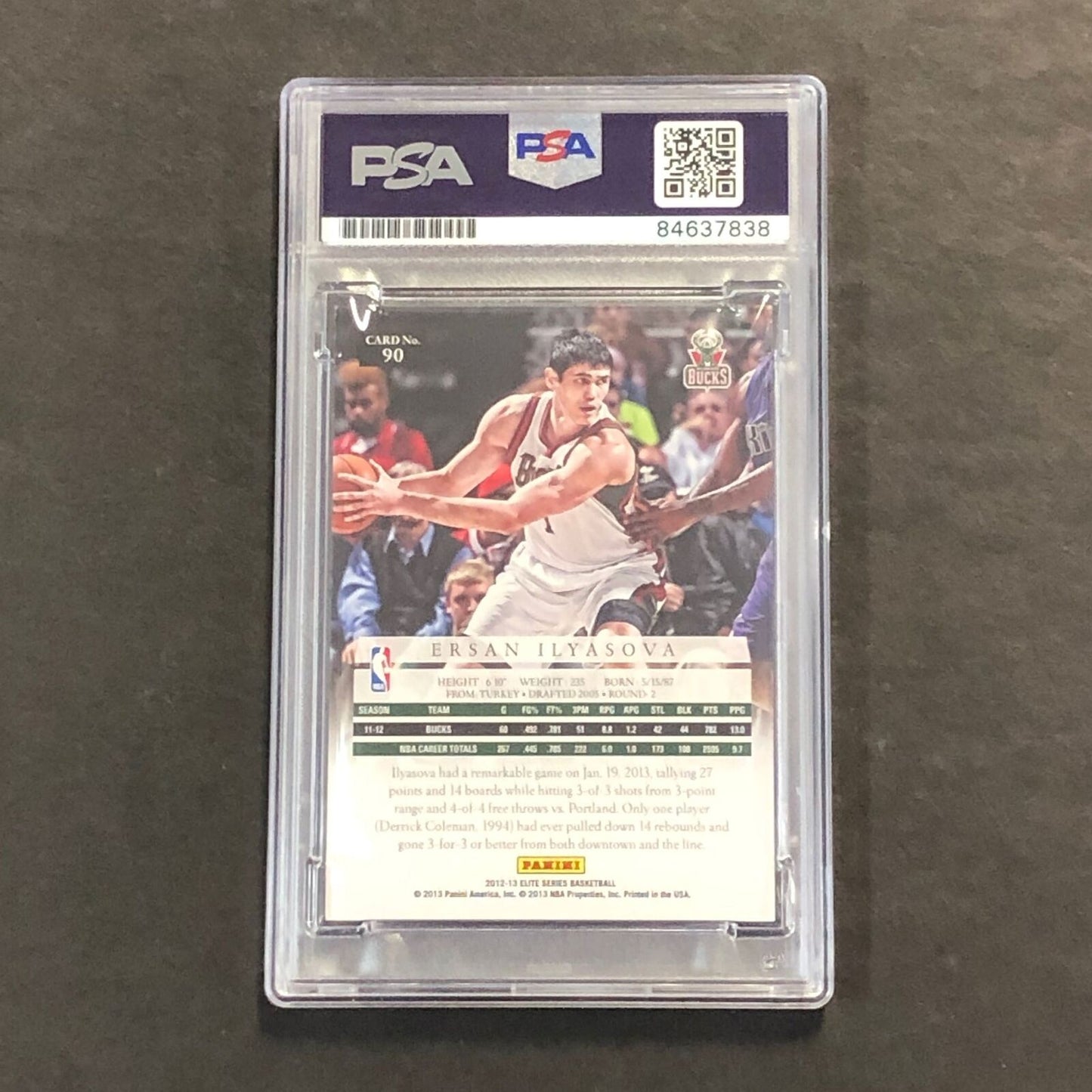 2012-13 Panini Elite #90 Ersan Ilyasova Signed Card AUTO PSA Slabbed Bucks