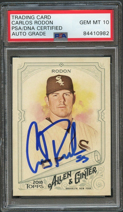 2018 Topps Allen & Ginter #265 Carlos Rodon Signed Card PSA Slabbed Auto 10 Whit