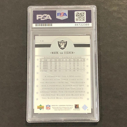 2005 NFL Legends Football #14 Mark Van Eeghen Signed Card PSA Slabbed Raiders