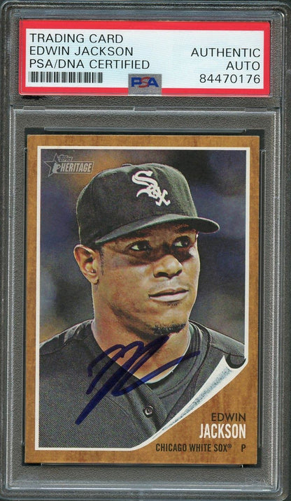2011 Topps Heritage #255 Edwin Jackson Signed Card PSA Slabbed Auto White Sox