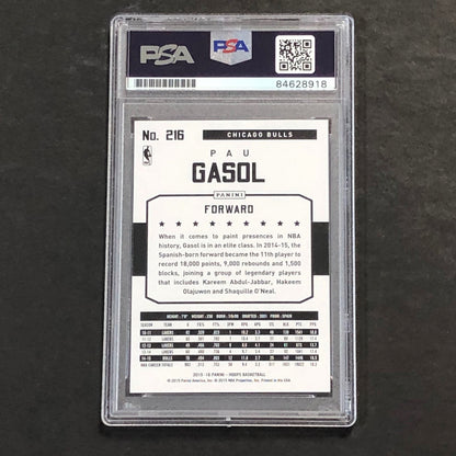 2015-16 NBA Hoops #216 Pau Gasol Signed Card AUTO 10 PSA Slabbed Bulls