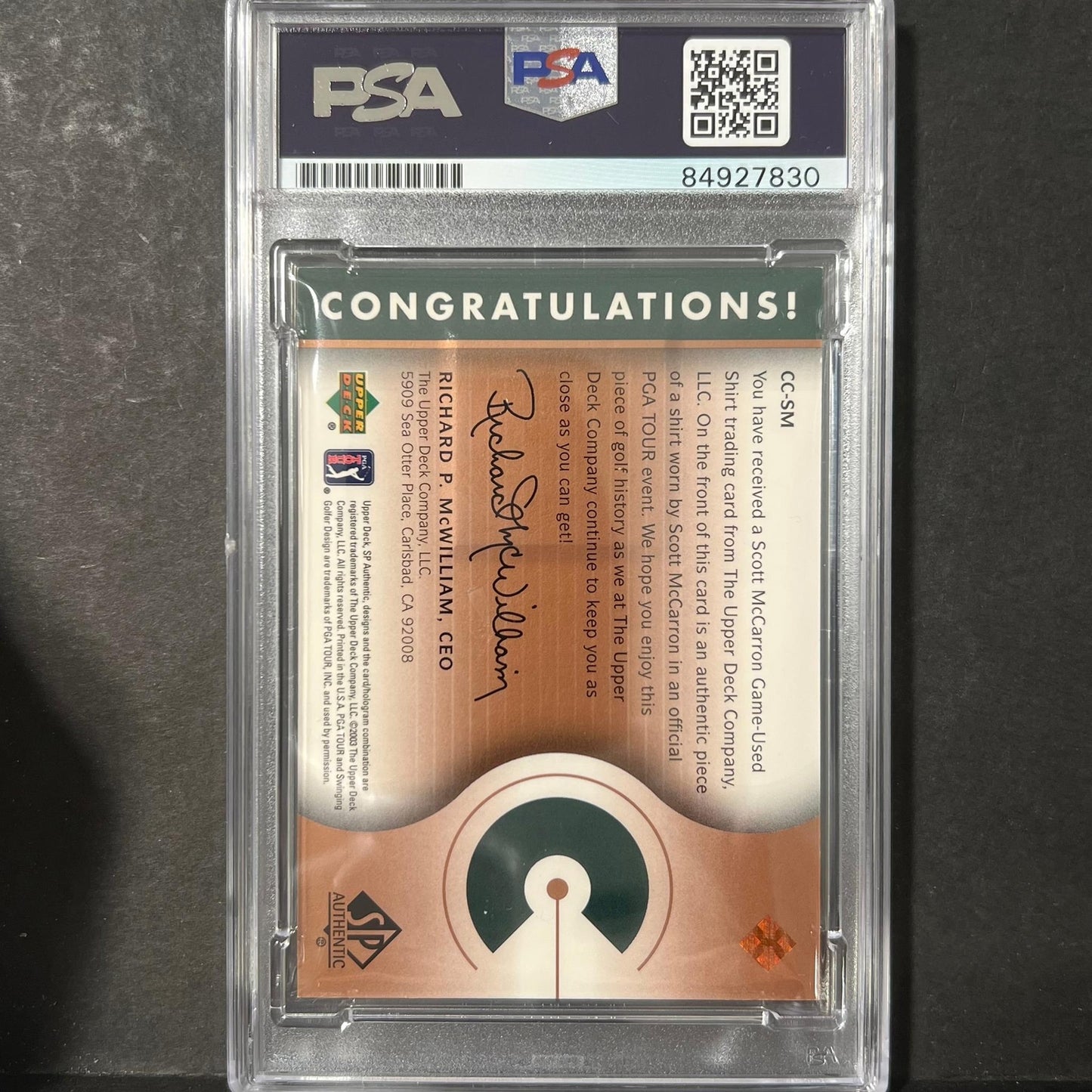 2003 Upper Deck #CC-SM Scott McCarron Signed Card PSA/DNA Autographed AUTO 10 Sl