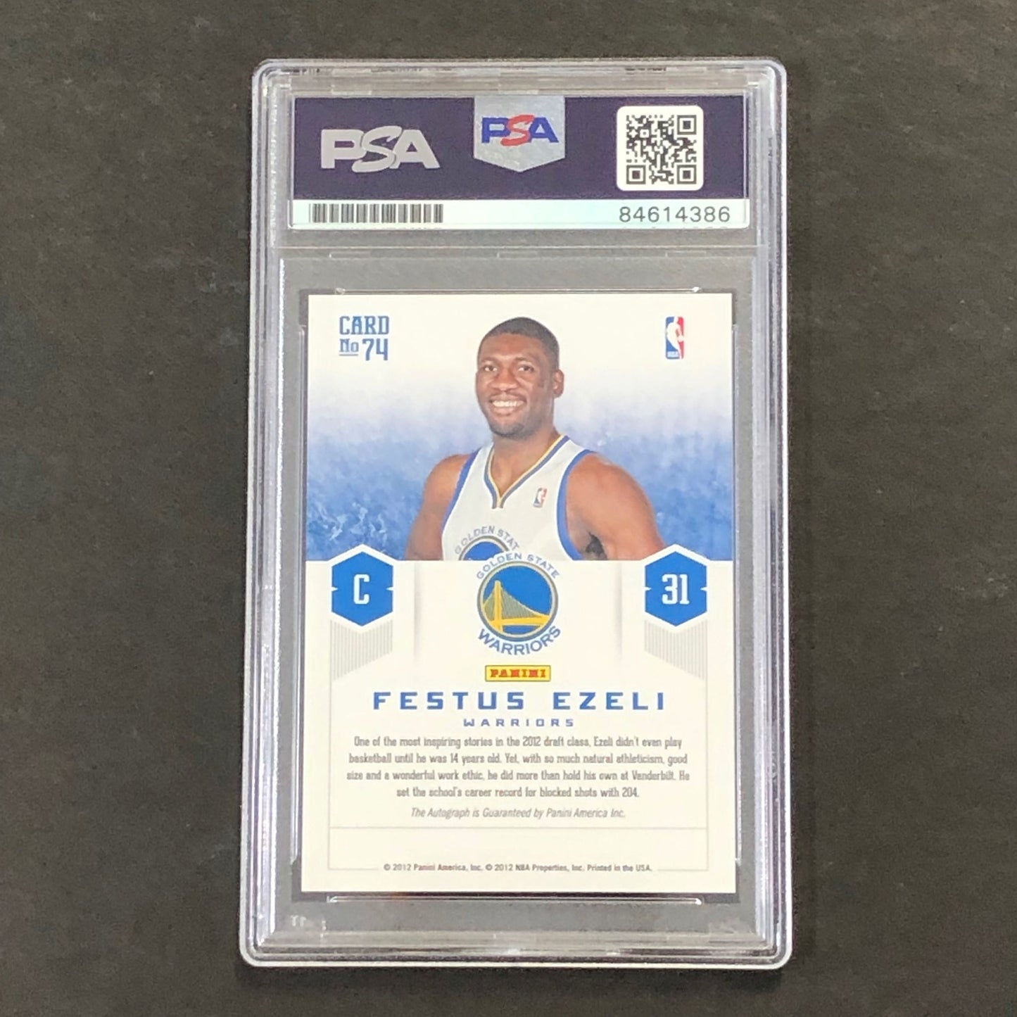 2012-13 Panini Prestige Prestigious Picks #74 Festus Ezeli Signed Card AUTO 10 P