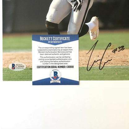 TJ Carrie signed 8x10 photo BAS Beckett Oakland Raiders Autographed