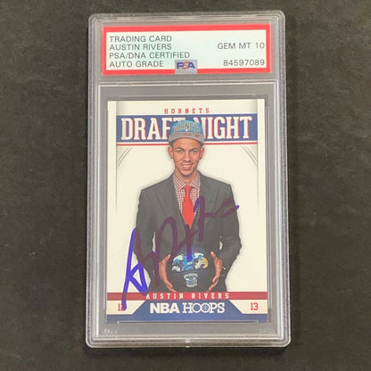 2012-13 NBA Hoops Draft Night #10 Austin Rivers Signed Card AUTO 10 PSA Slabbed