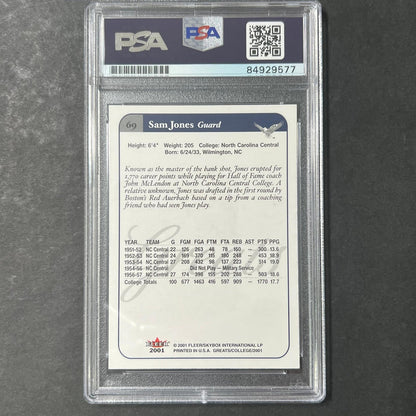 2001 Fleer #69 Sam Jones Auto Signed Card PSA/DNA Encapsulated Boston Celtics No