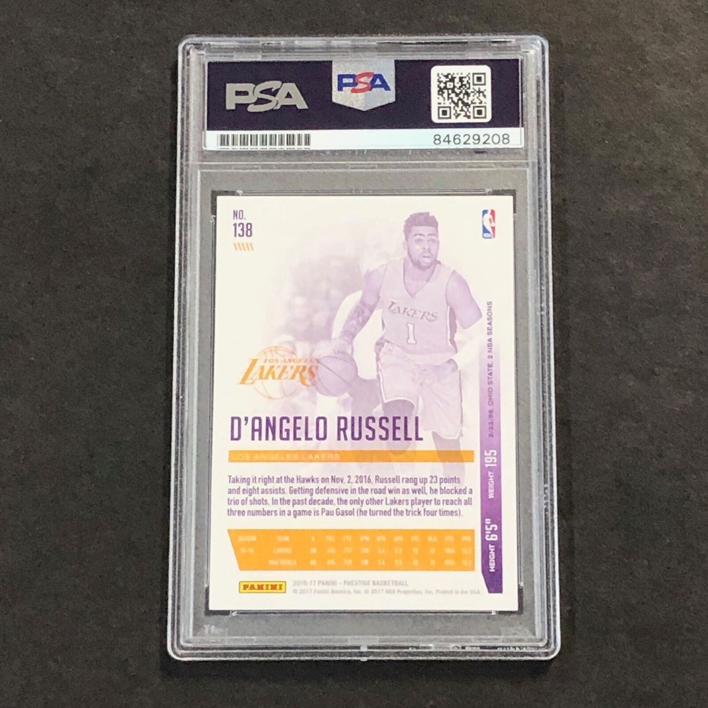 2016-17 Panini Prestige #138 D'Angelo Russell Signed Card AUTO 10 PSA Slabbed La