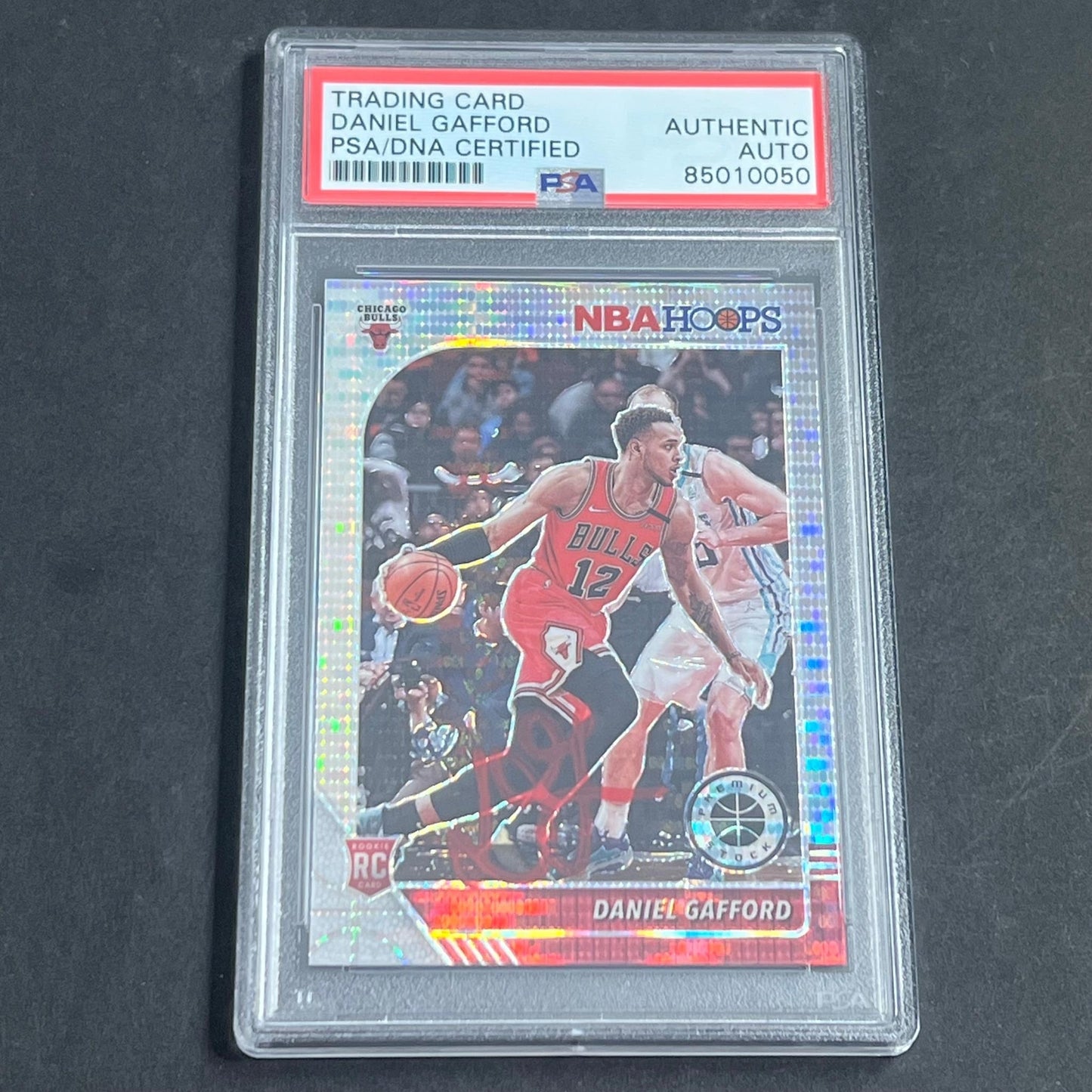 2019-20 NBA Hoops Premium Stock #243 Daniel Gafford Signed Card AUTO PSA Slabbed