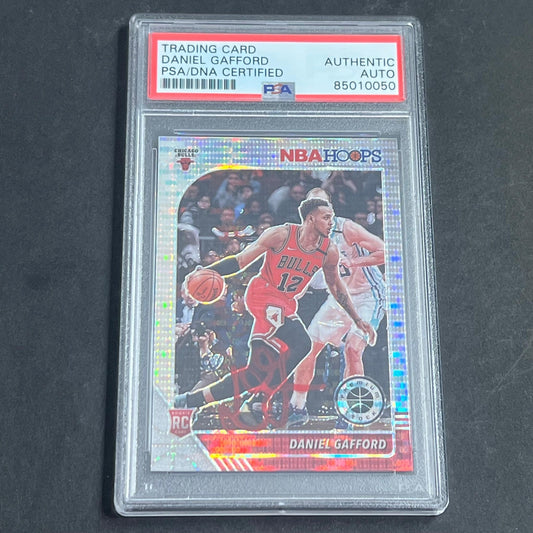 2019-20 NBA Hoops Premium Stock #243 Daniel Gafford Signed Card AUTO PSA Slabbed