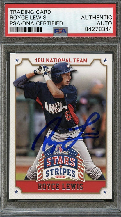 2015 Panini USA Baseball #85 Royce Lewis Signed Card PSA Slabbed Auto USA