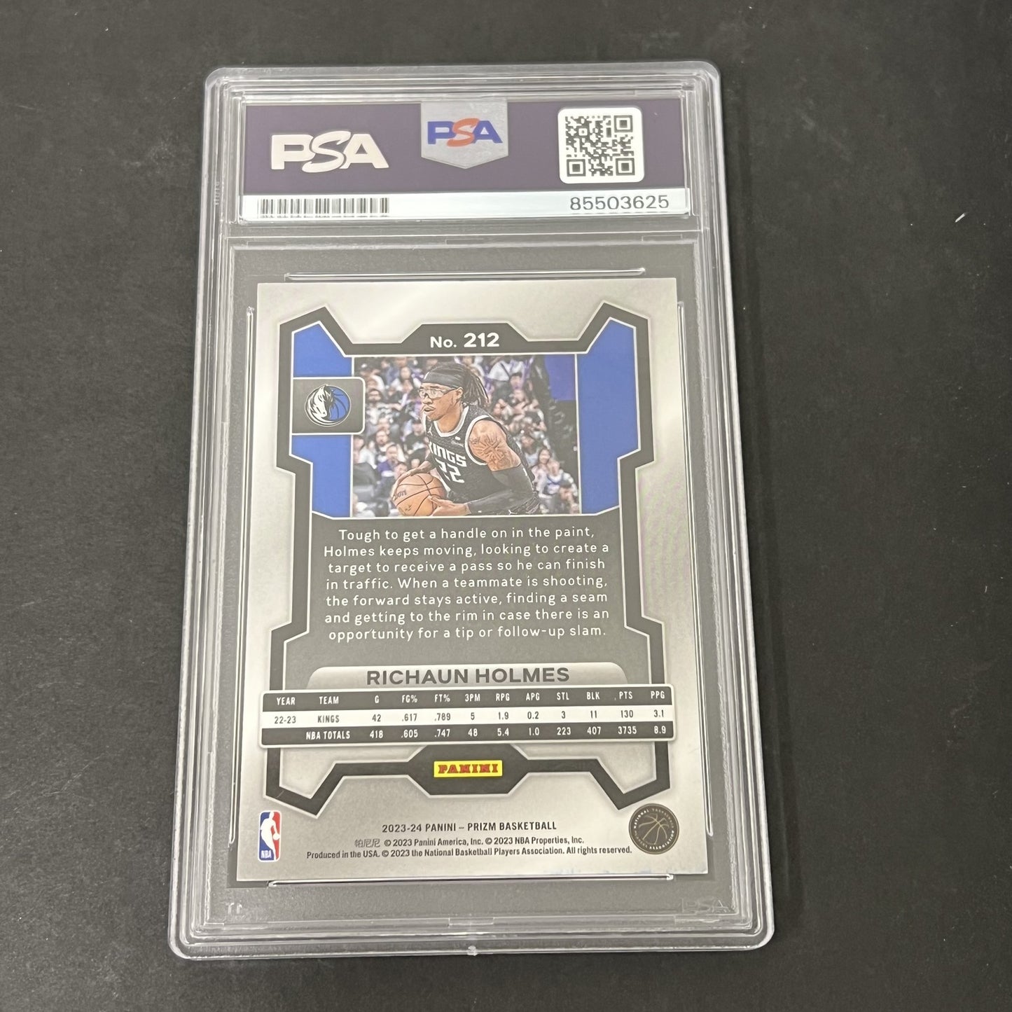 2023-24 Panini Prizm Basketball #212 Richaun Holmes signed card PSA