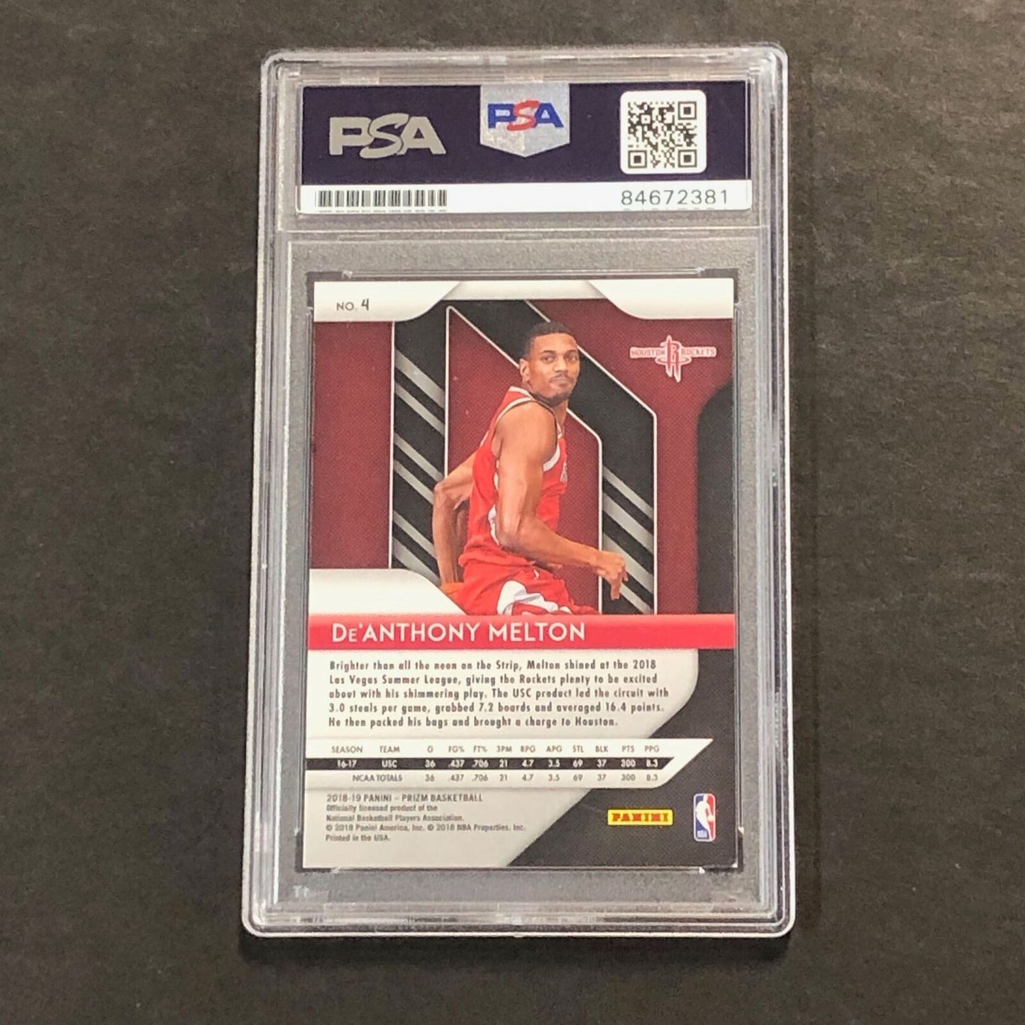 2018-19 Panini Prizm #4 De'Anthony Melton Signed Card AUTO PSA Slabbed RC Rocket