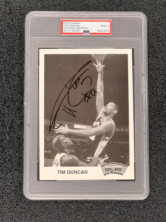 Tim Duncan signed photo PSA MINT 9 Encapsulated San Antonio Spurs Autographed