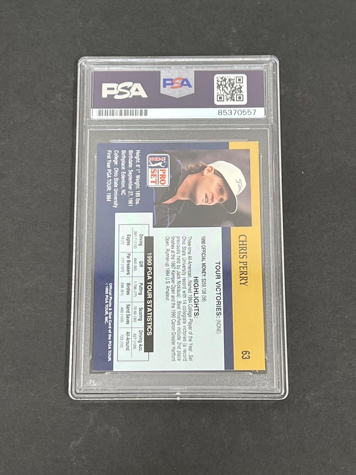 1990 PGA Tour Pro Set #63 Chris Perry Signed Card PSA/DNA Autographed Slabbed Go