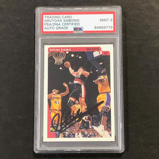 1997-98 Upper Deck #116 ARVYDAS SABONIS Signed Card AUTO GRADE 9 PSA Slabbed Tra