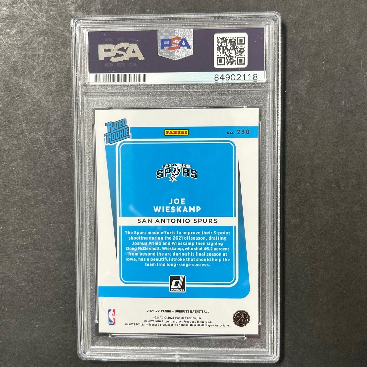 2021-22 Panini Donruss #230 Joe Wieskamp Signed Card AUTO PSA/DNA Slabbed RC Spu