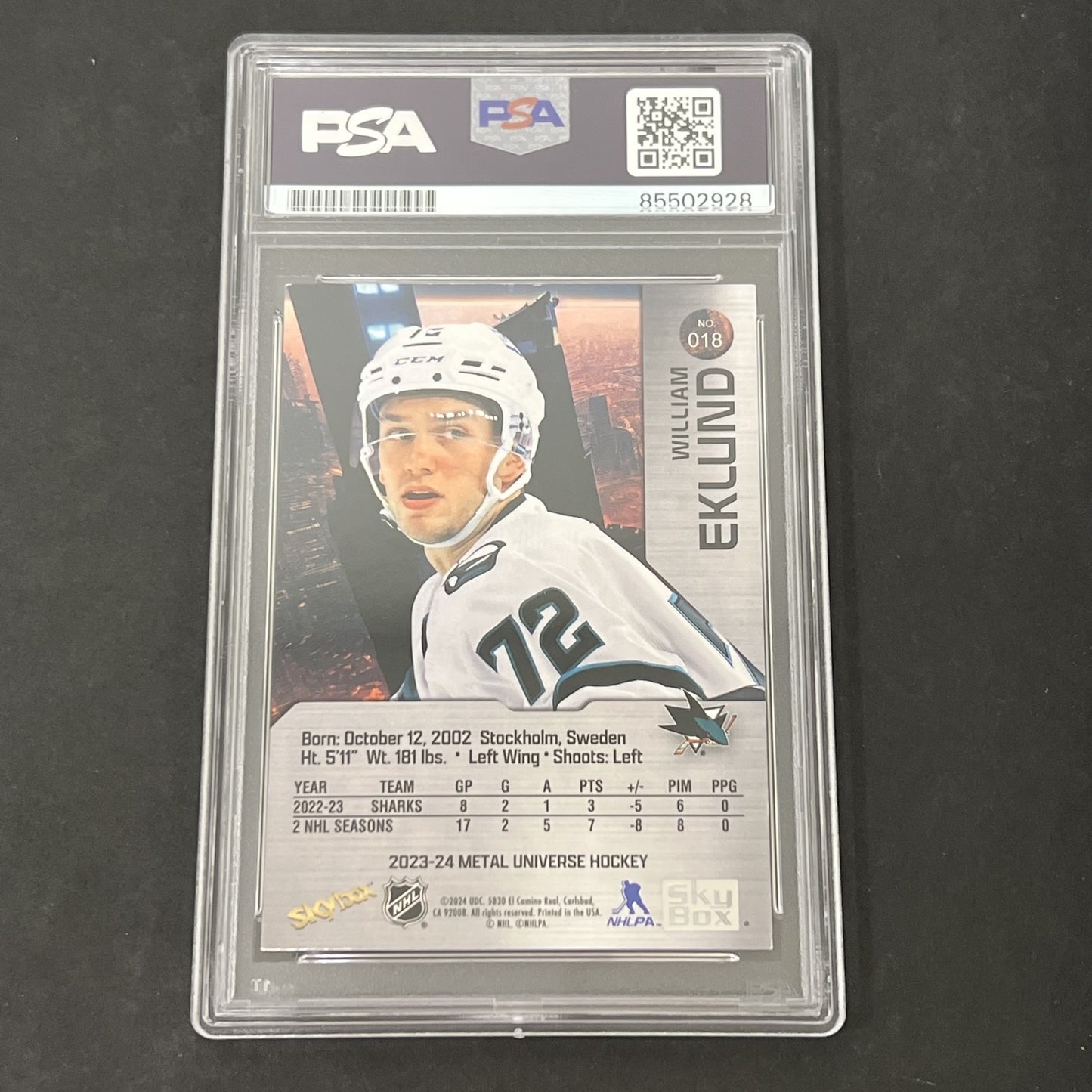 2023-24 Metal Universe Hockey #18 William Eklund signed card PSA Auto 10