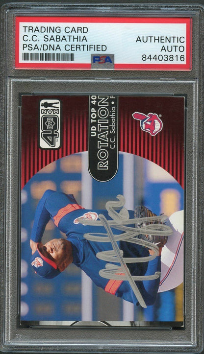 2002 Upper Deck 40 Man #1150 CC Sabathia Signed Card PSA Slabbed Auto Cleveland